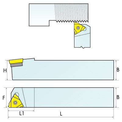 SER0500F16 EXTERNAL INDEXABLE THREADING TOOL HOLDER