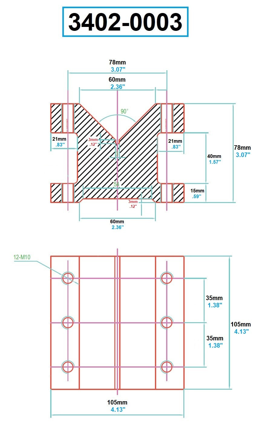 4-1/8 L X 4-1/8 W X 3-1/16 H PRECISION V-BLOCK & CLAMP SET