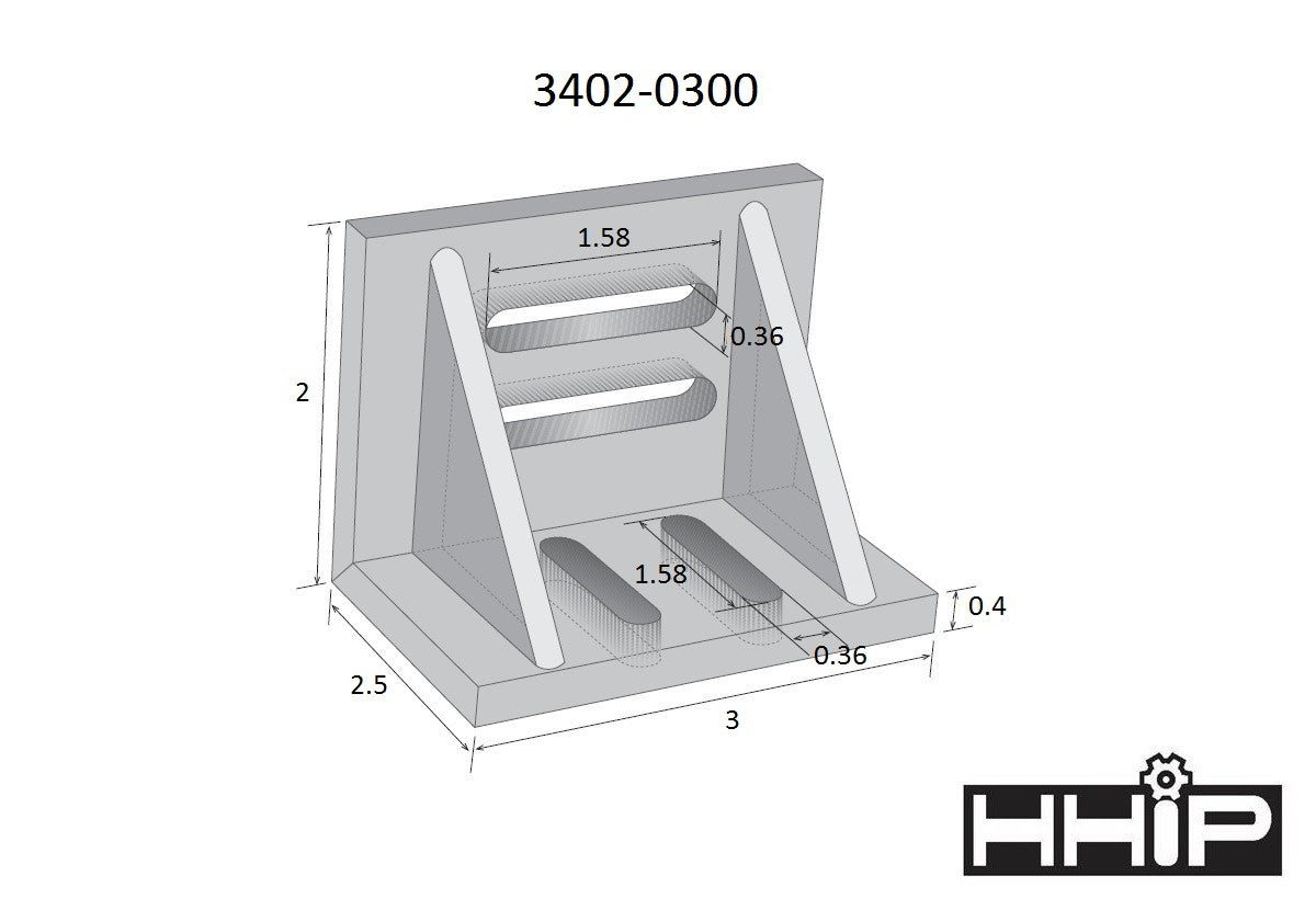 3 X 2-1/2 X 2" WEBBED SLOTTED ANGLE PLATE