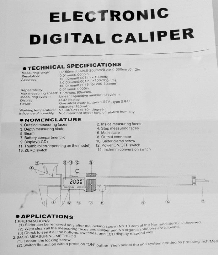 4" / 100MM 3 KEY ELECTRONIC DIGITAL CALIPER
