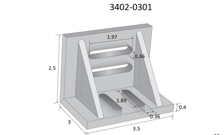 3-1/2 X 3 X 2-1/2" WEBBED SLOTTED ANGLE PLATE