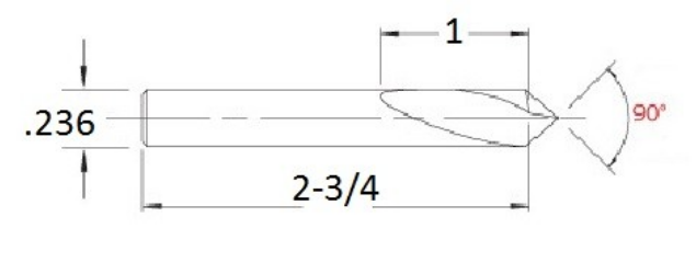 .236 X 2-3/4 90 DEGREE COBALT NC SPOTTING DRILL